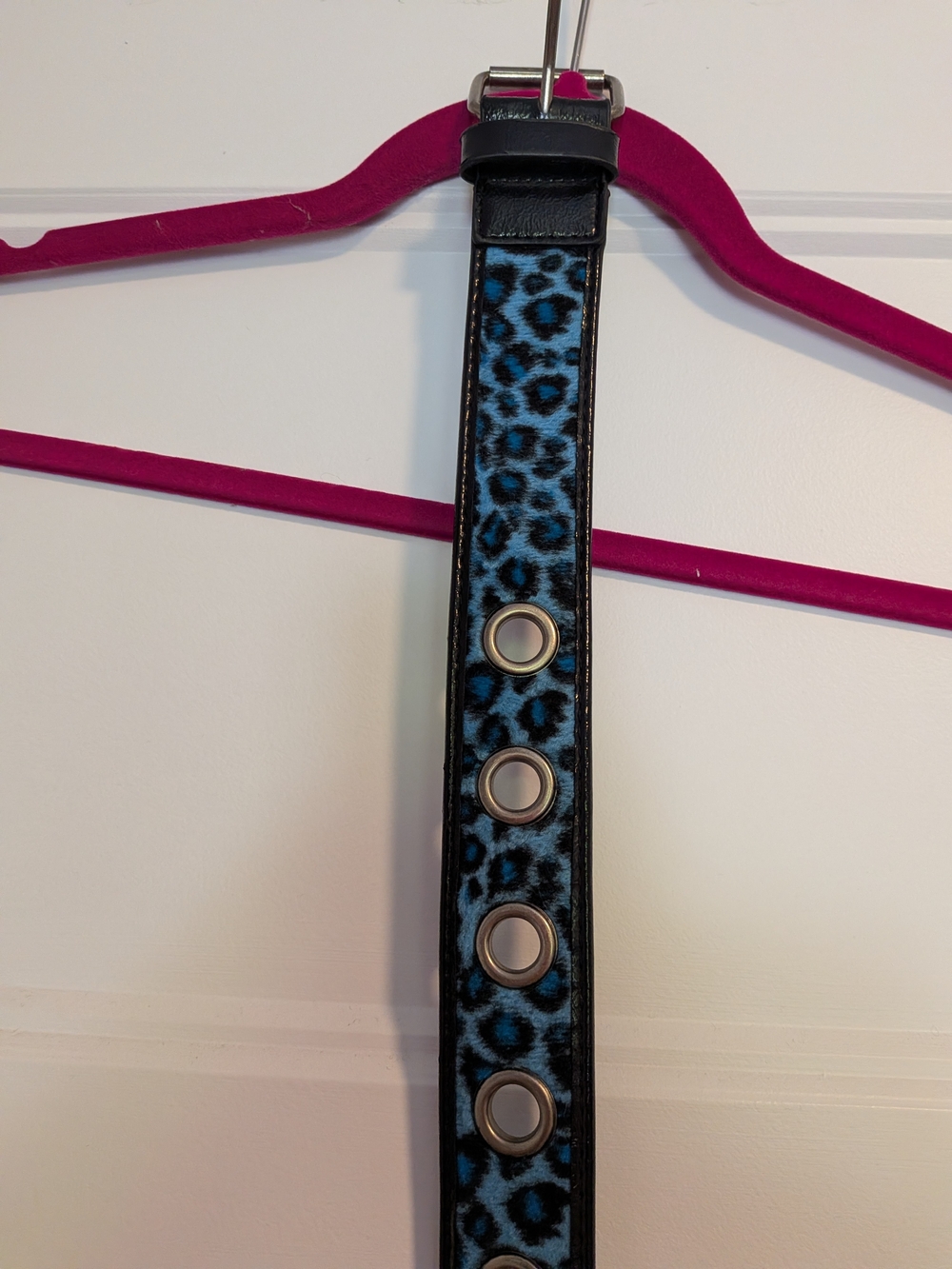 Blue Cheetah Print Y2k Leather Belt
